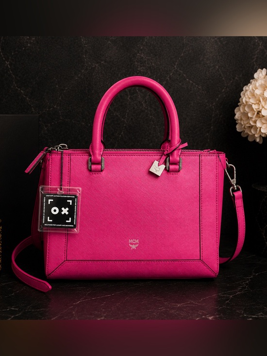 MCM Handbags - MCM Hot Pink Saffiano Leather Double Zip Satchel Crossbody Bag COA & Dust Bag